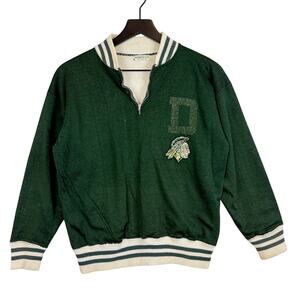 1950s Vintage Champion Dartmouth 1/4 Zip Sweatshirt Green Flocked - 42 (19x22)